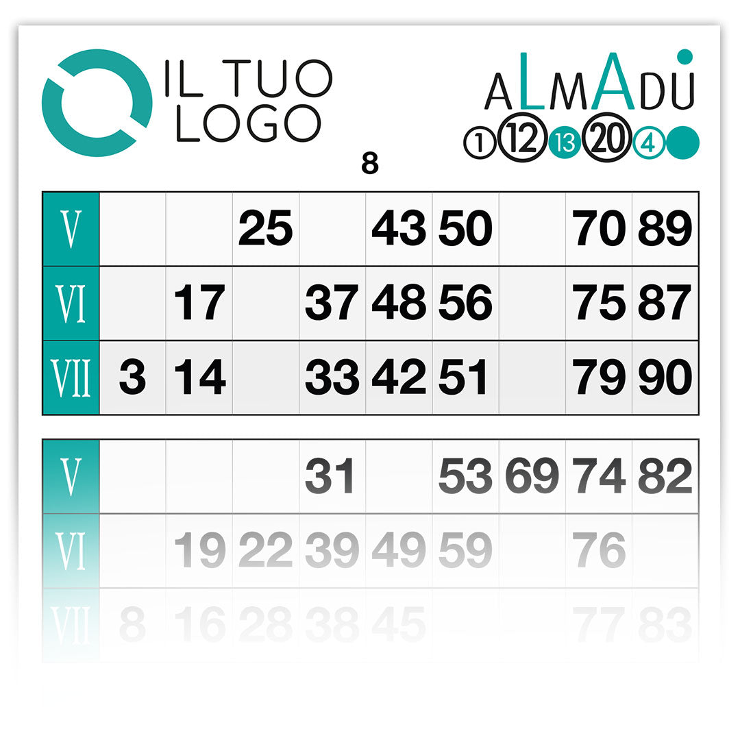 Cartelle tombola gioco ALMADÙ formato 15x32 cm