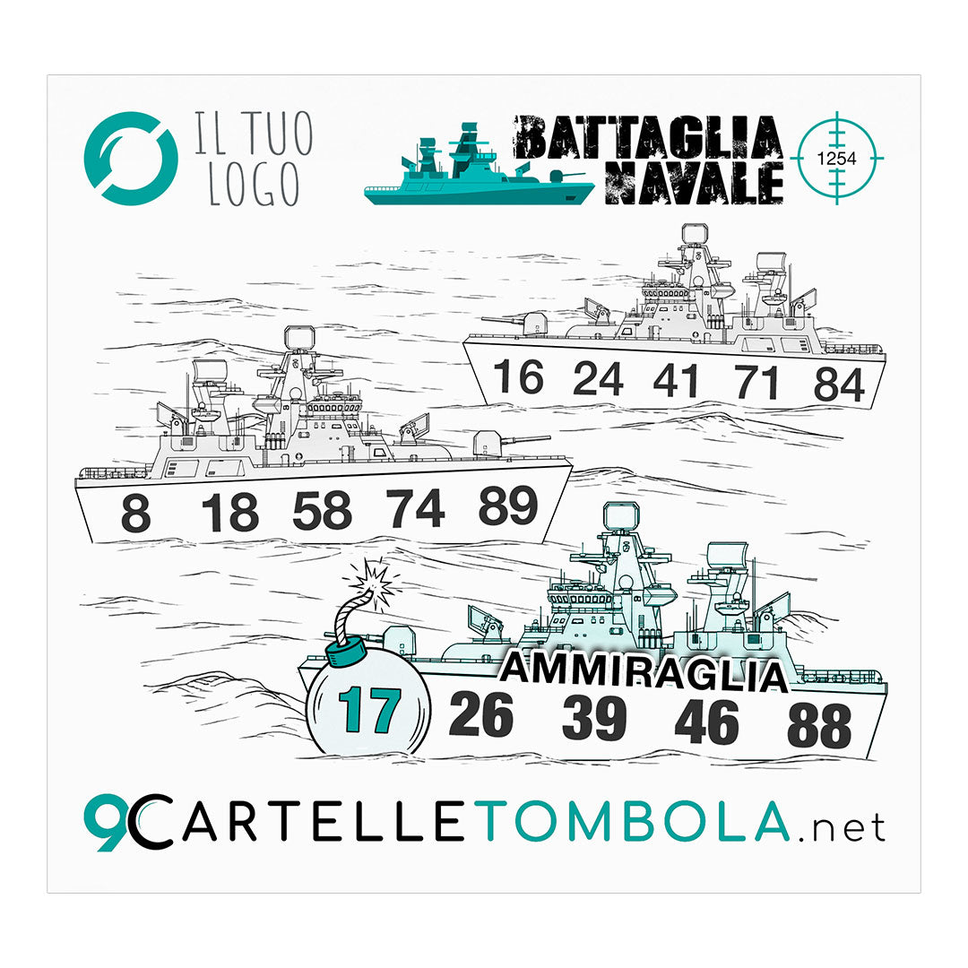 Cartelle tombola gioco BATTAGLIA NAVALE formato 16x15 cm
