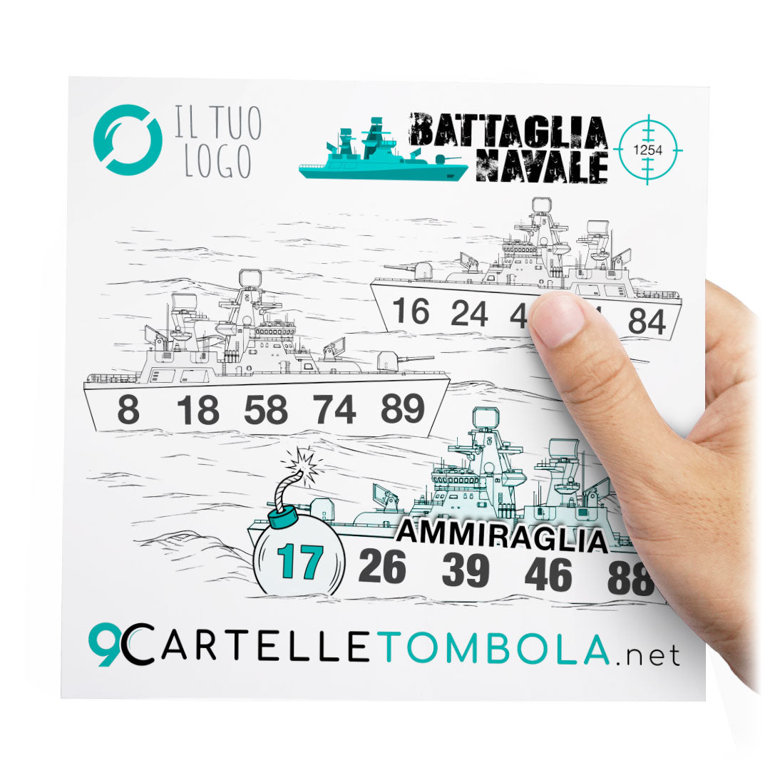 Cartelle tombola gioco BATTAGLIA NAVALE formato 16x15 cm