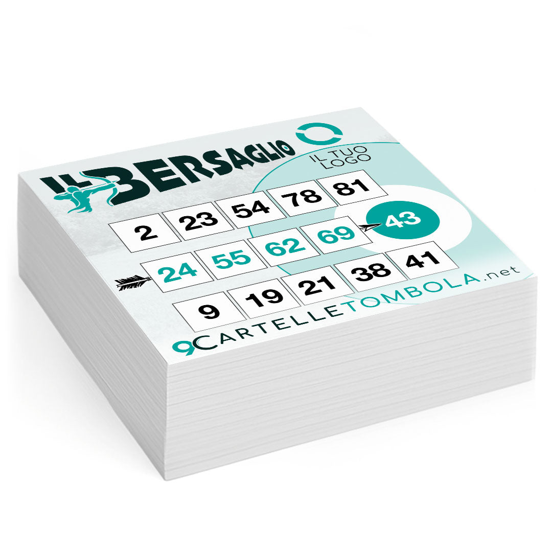 Cartelle tombola gioco IL BERSAGLIO formato 15x15 cm