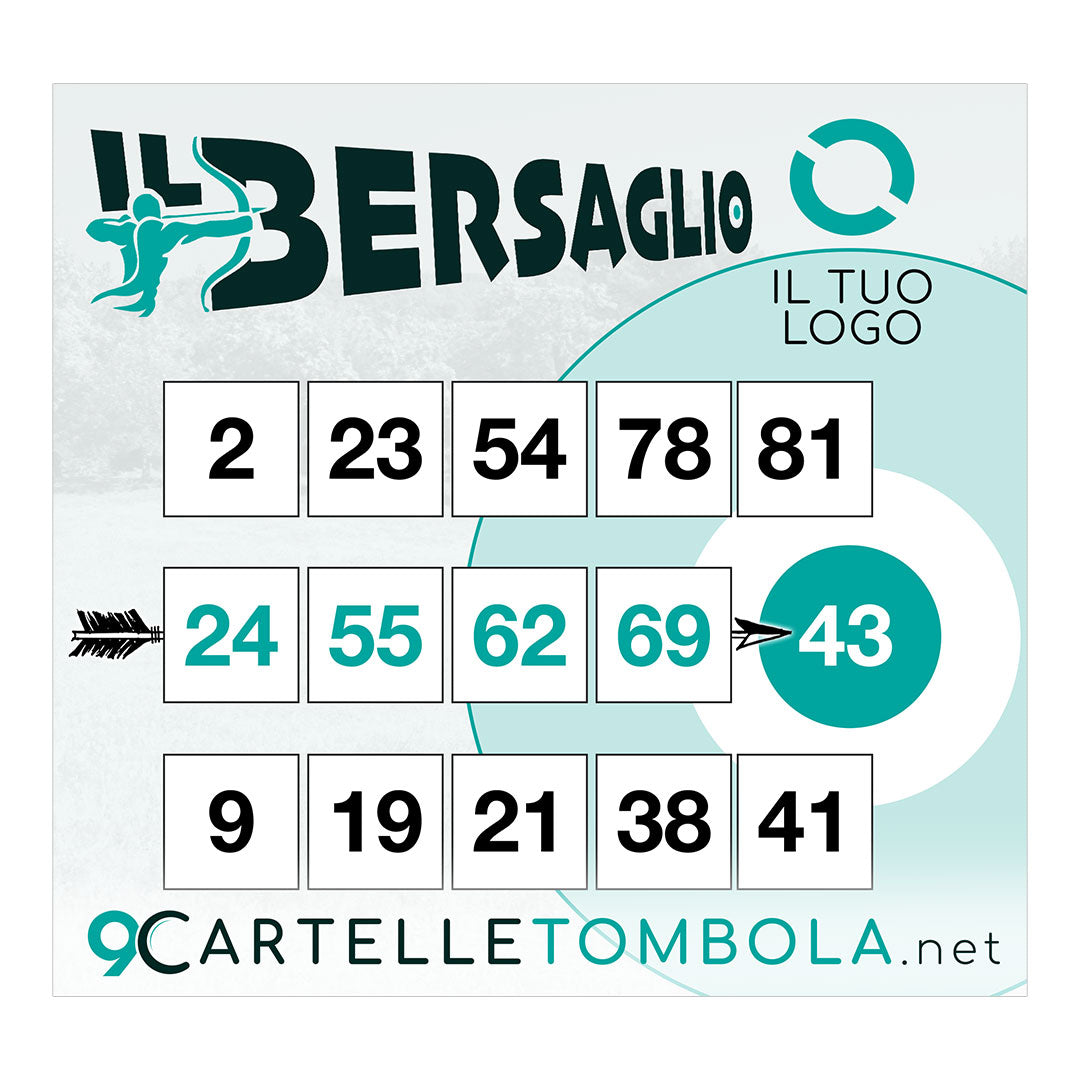 Cartelle tombola gioco IL BERSAGLIO formato 15x15 cm