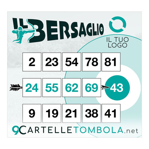 Cartelle tombola gioco IL BERSAGLIO formato 15x15 cm