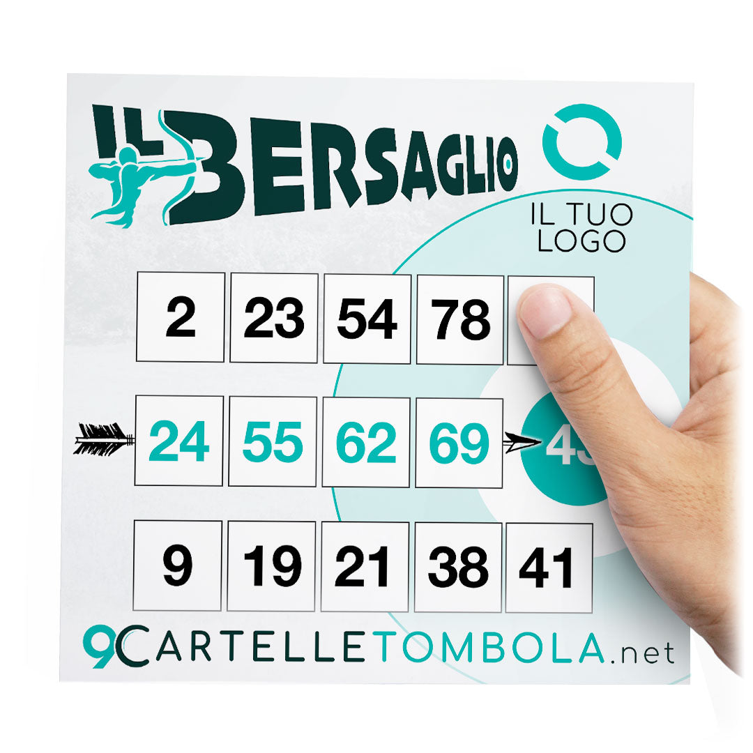 Cartelle tombola gioco IL BERSAGLIO formato 15x15 cm