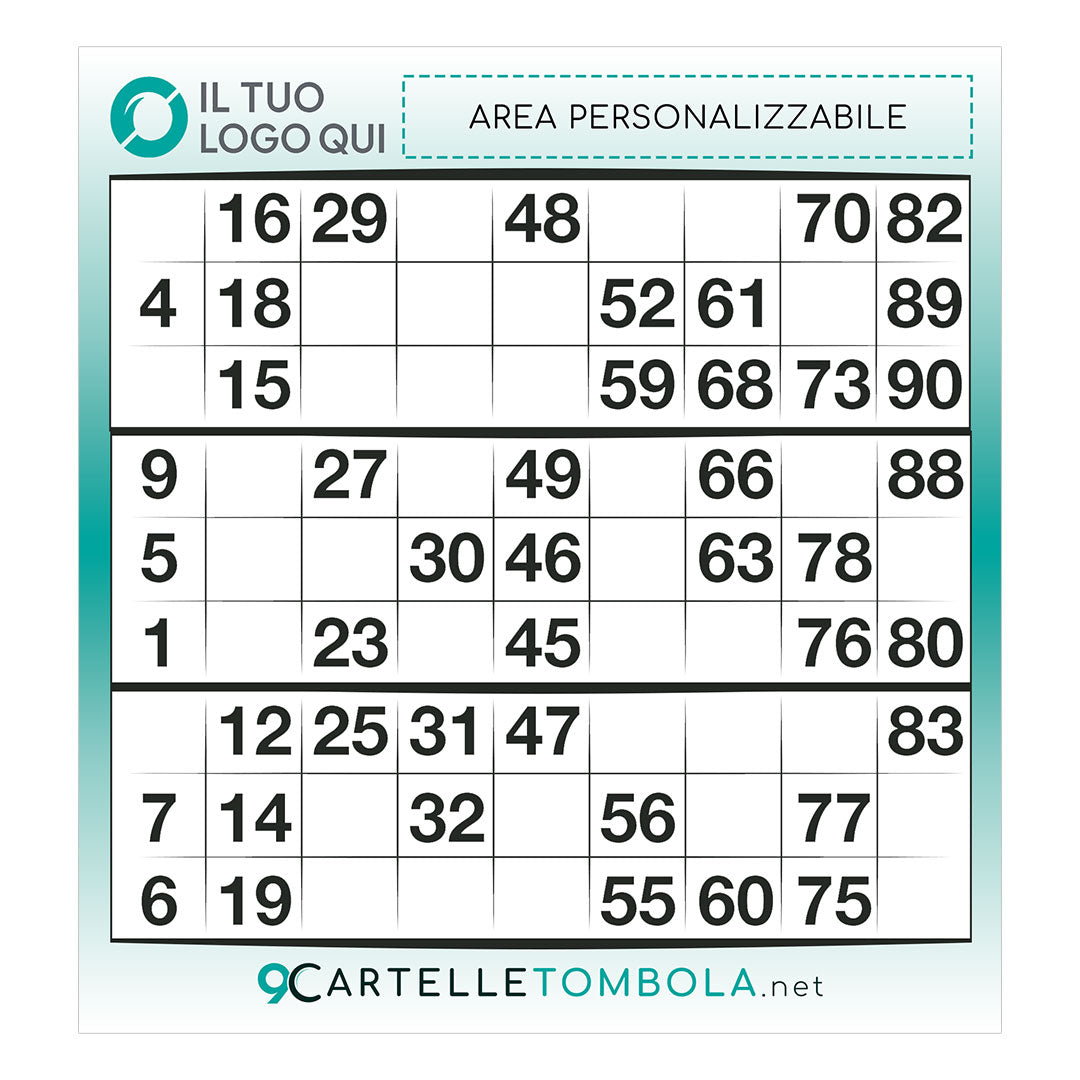 Cartelle personalizzate MEZZA 3 tabelle formato 15x16 cm