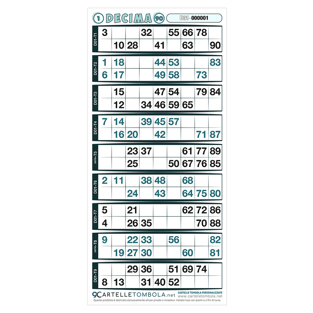 Cartelle DECIMA 9 tabelle formato 15x32 cm