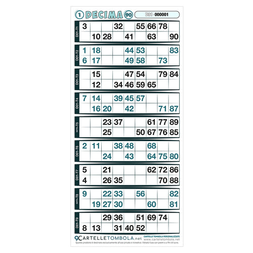 Cartelle DECIMA 9 tabelle formato 15x32 cm