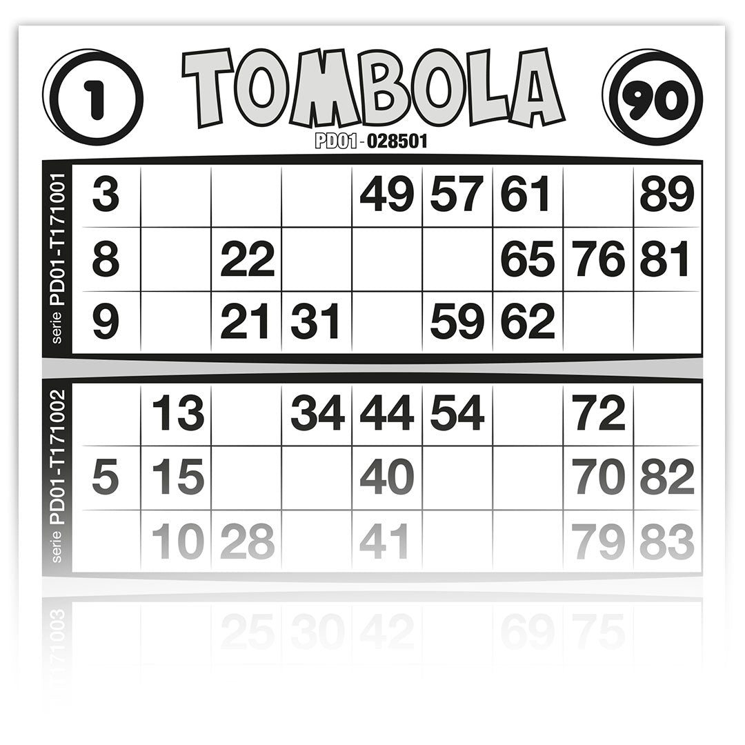 Cartelle TOMBOLA CLASSICA 6 tabelle formato 15x32 cm