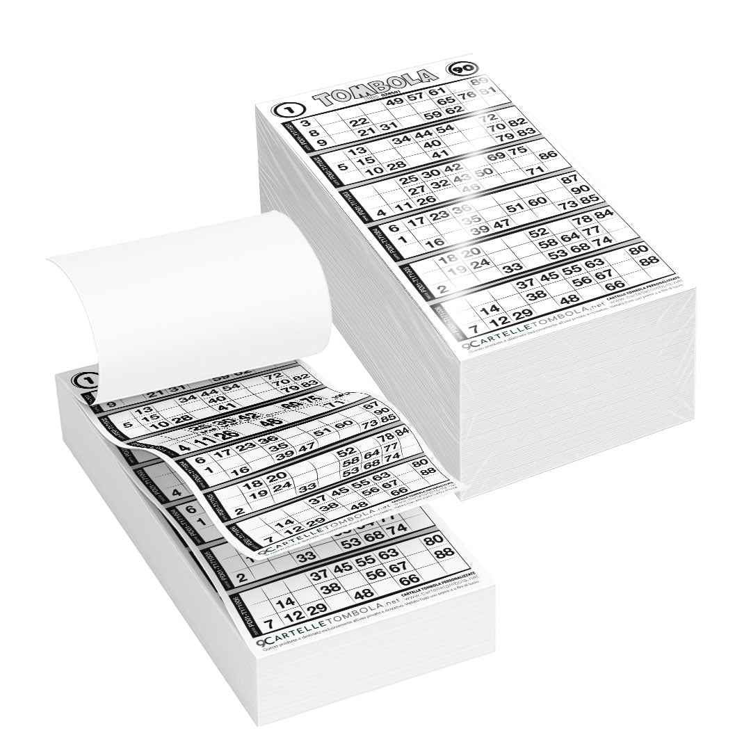 Cartelle TOMBOLA CLASSICA 6 tabelle formato 15x32 cm