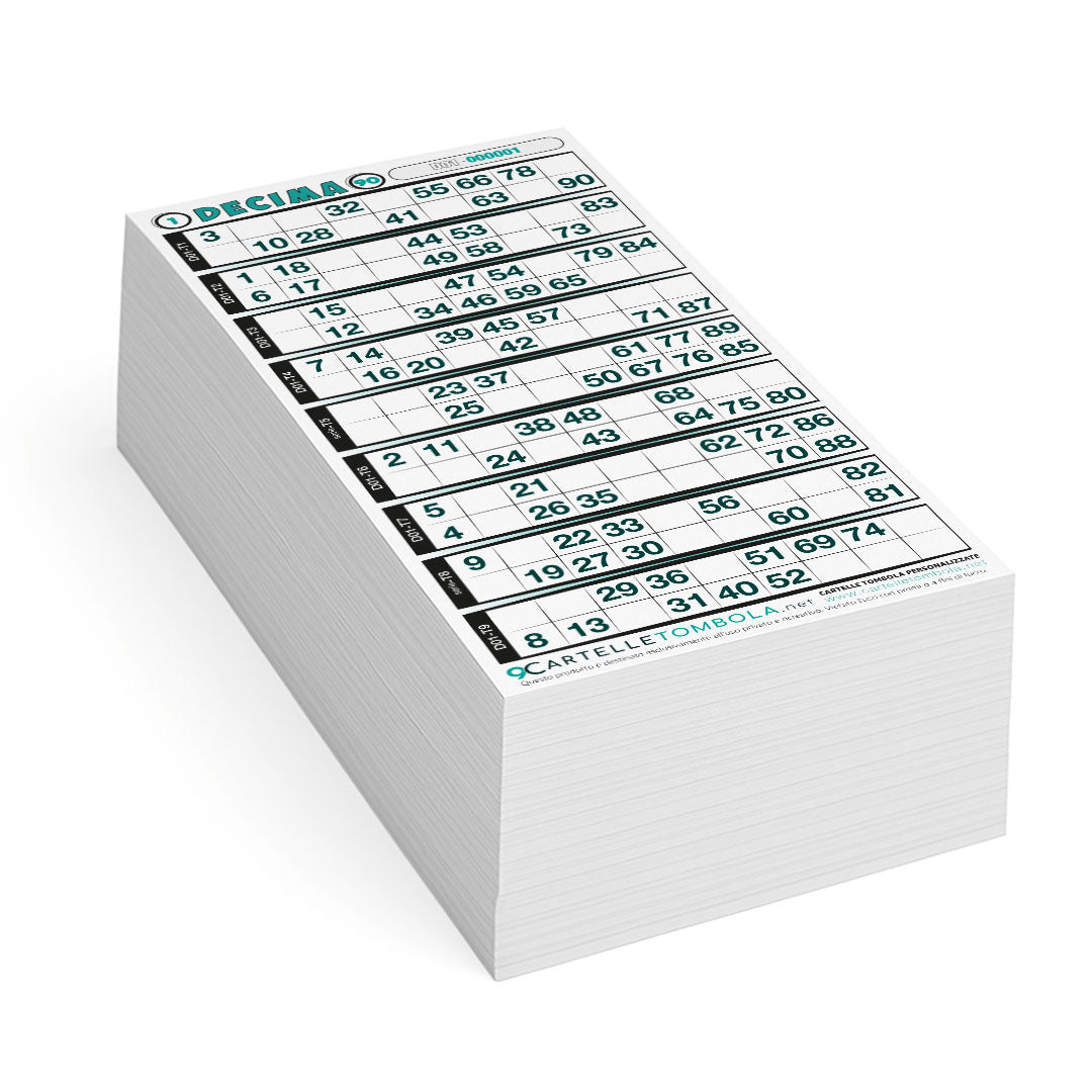Cartelle personalizzate DECIMA INTERA 9 tabelle formato 15x32 cm