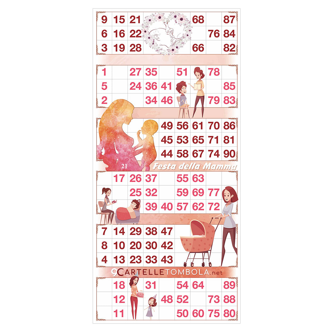 Cartelle TEMA FESTA DELLA MAMMA 6 tabelle formato 15x32 cm