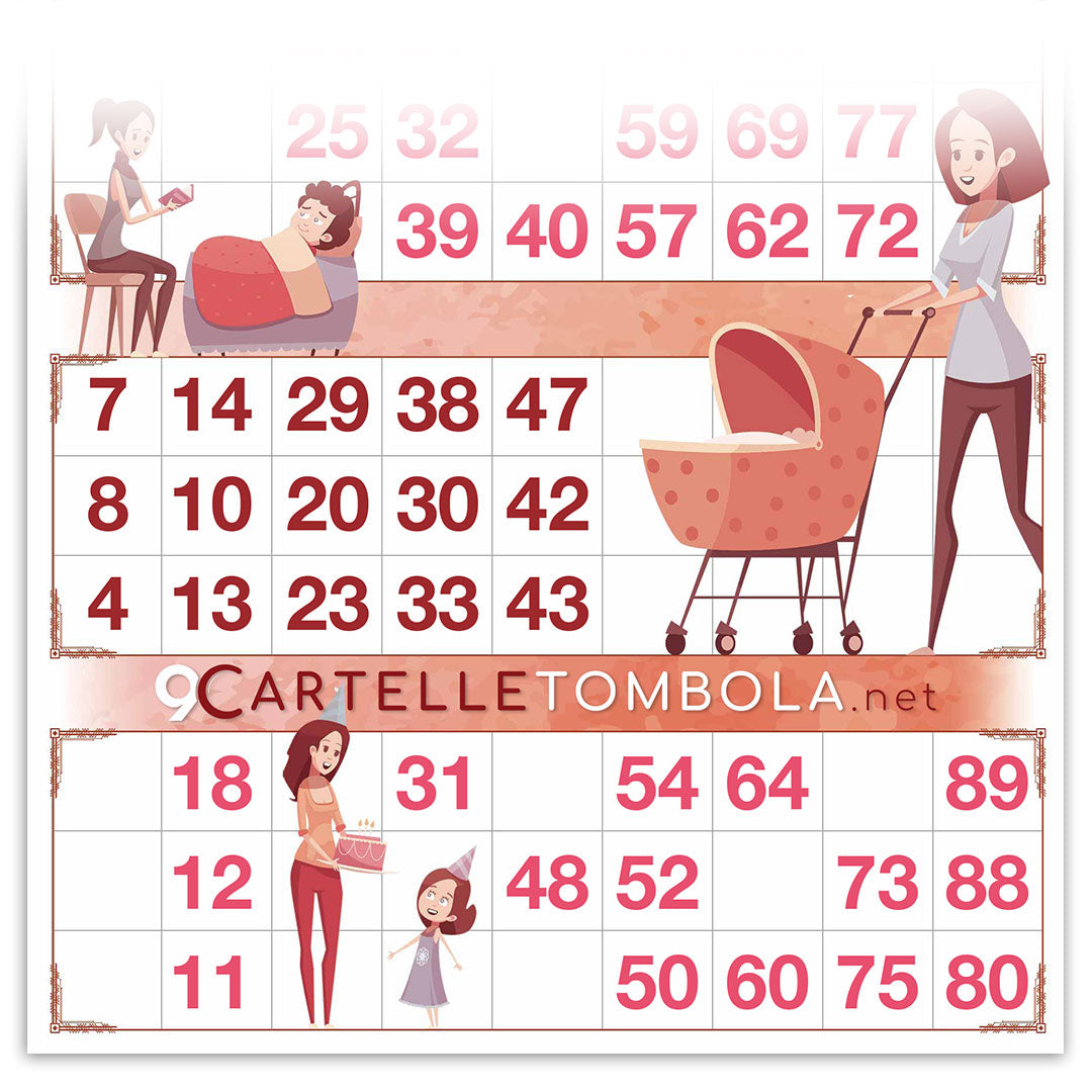 Cartelle TEMA FESTA DELLA MAMMA 6 tabelle formato 15x32 cm
