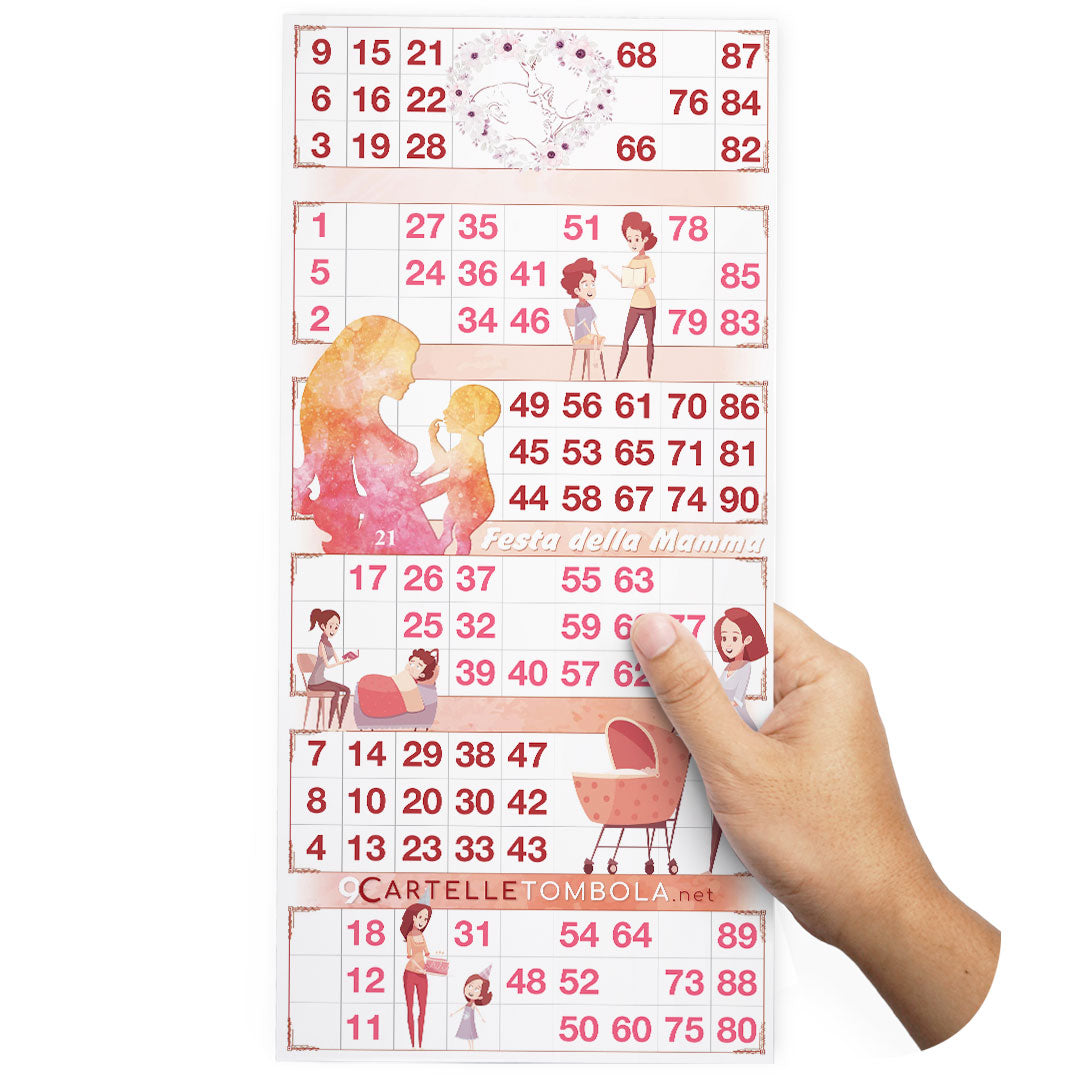 Cartelle TEMA FESTA DELLA MAMMA 6 tabelle formato 15x32 cm