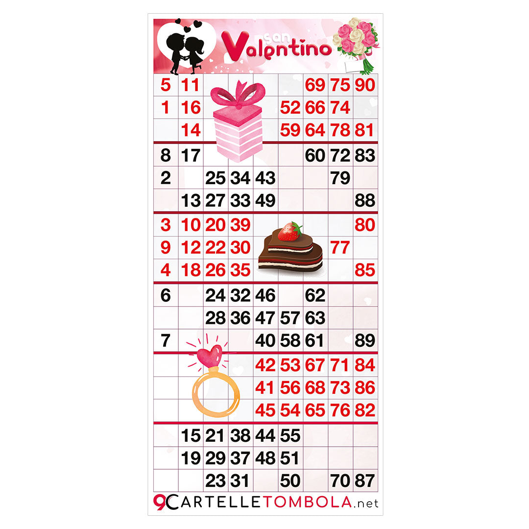 Cartelle TEMA SAN VALENTINO 6 tabelle formato 15x32 cm