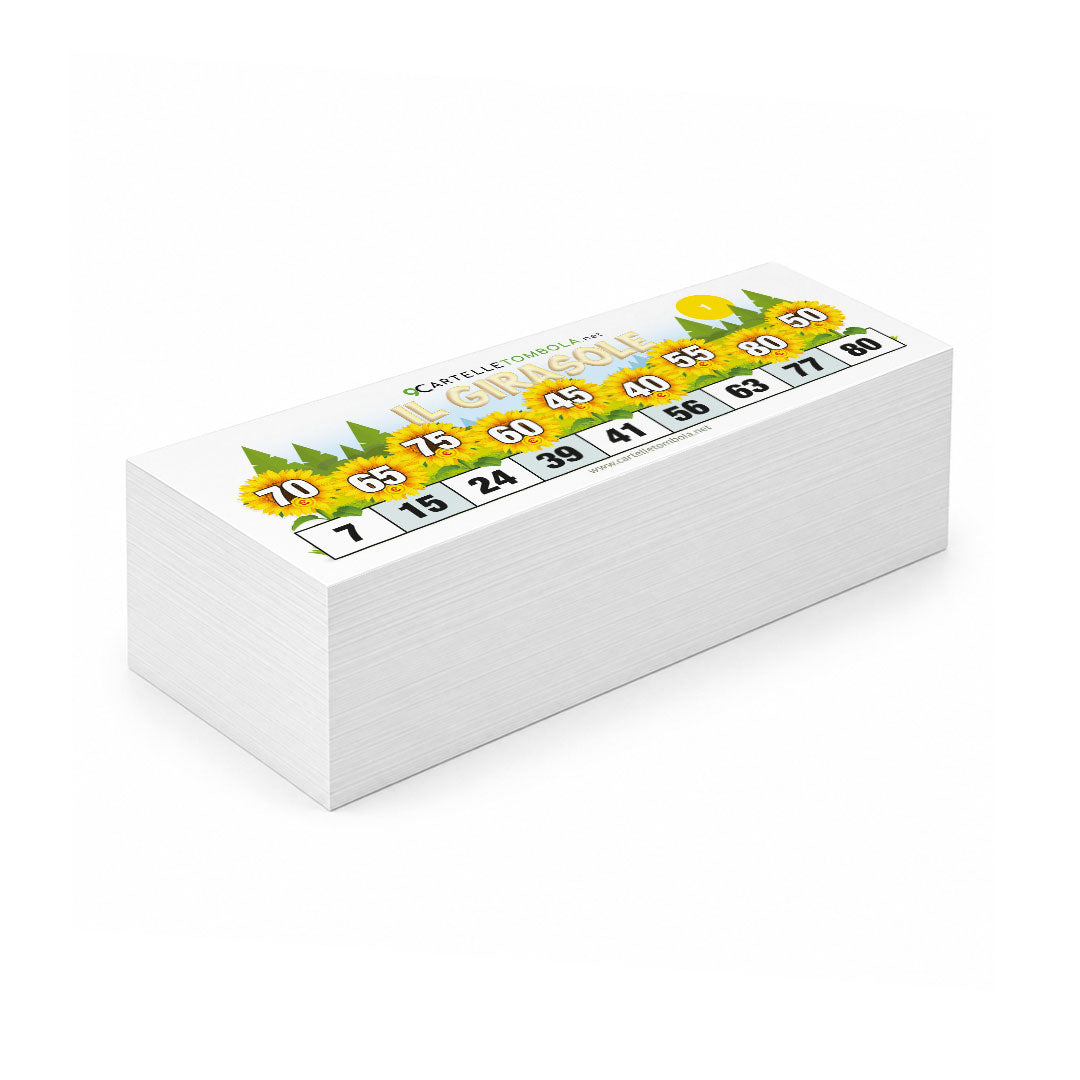 Cartelle tombola gioco IL GIRASOLE formato 22x8 cm