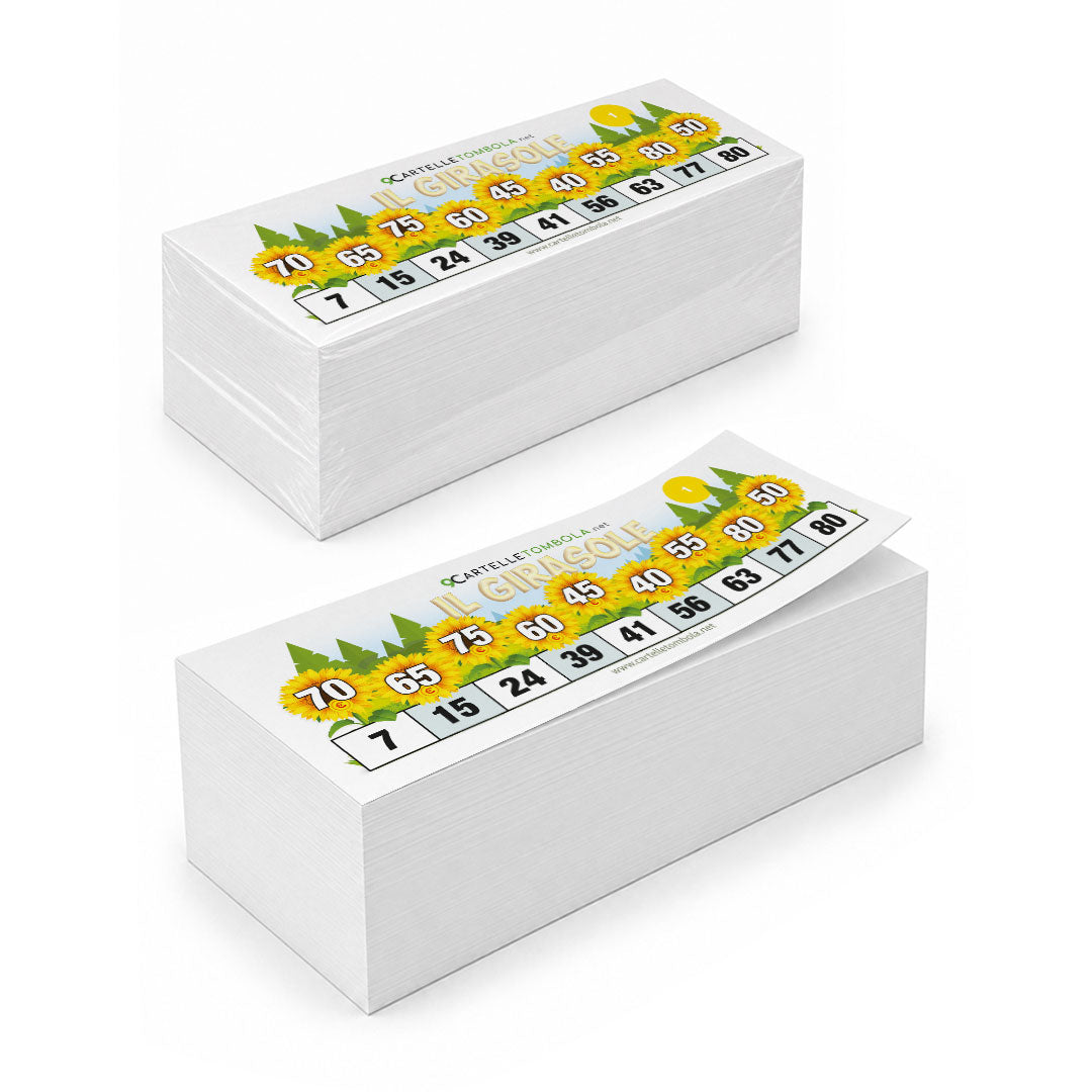 Cartelle tombola gioco IL GIRASOLE formato 22x8 cm