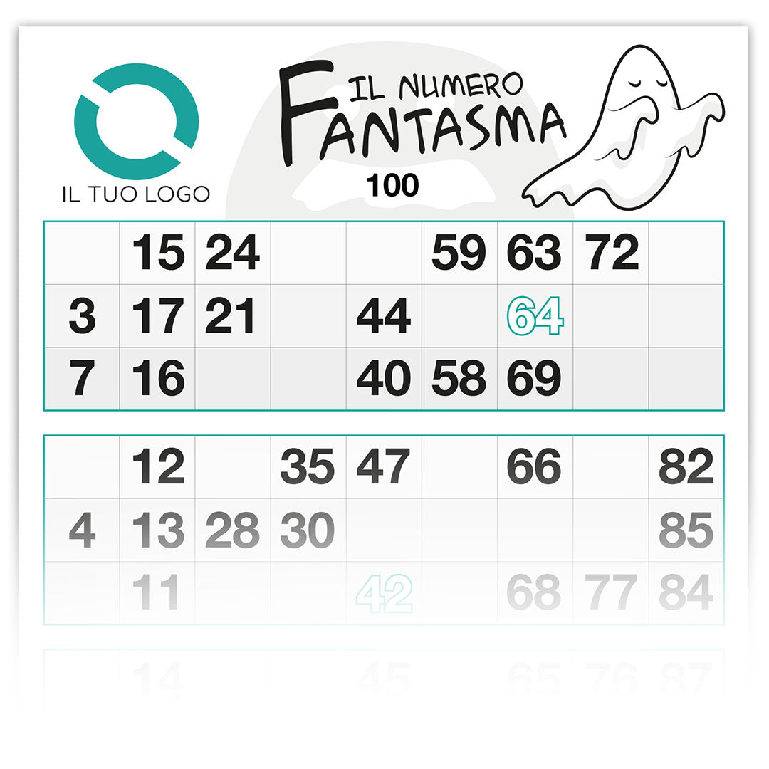 Cartelle tombola gioco IL NUMERO FANTASMA formato 15x32 cm