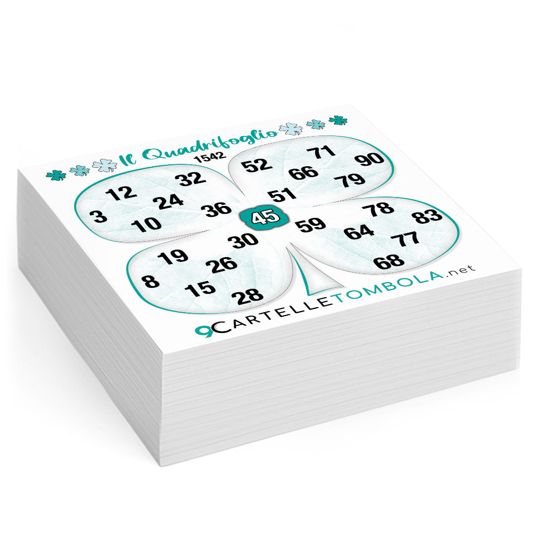 Cartelle tombola gioco IL QUADRIFOGLIO formato 16x15 cm