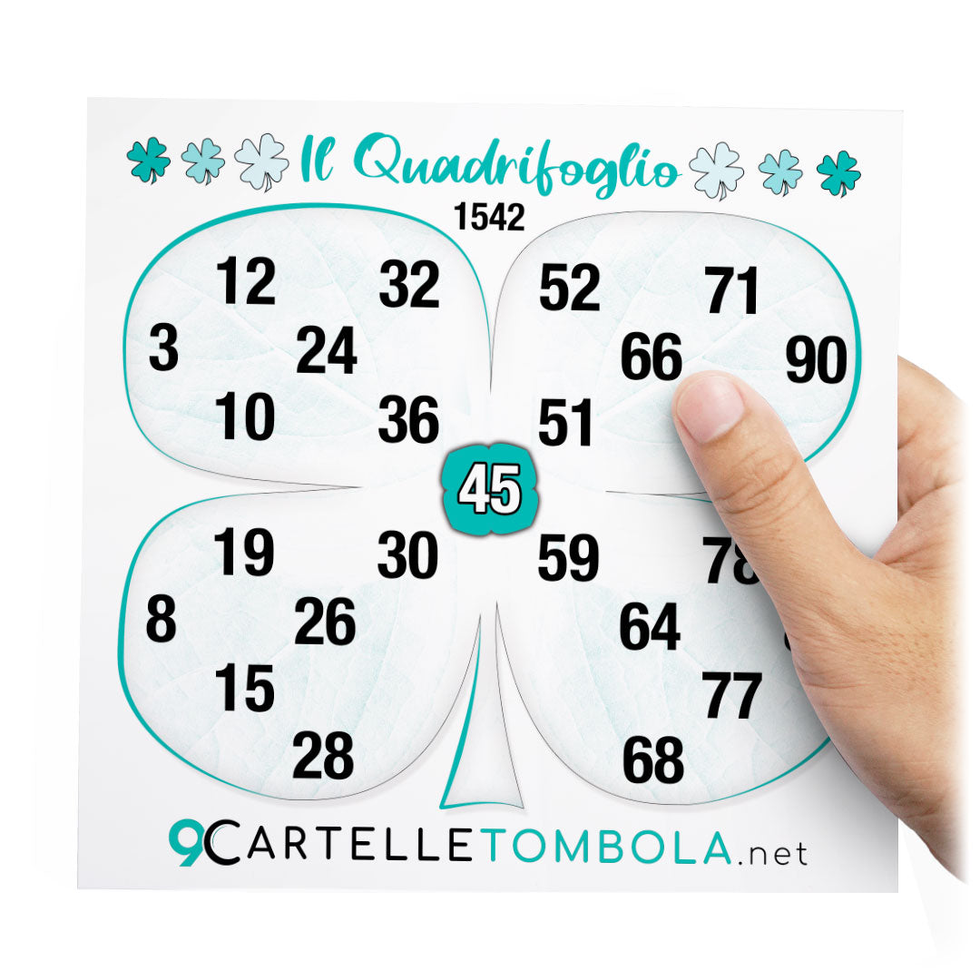Cartelle tombola gioco IL QUADRIFOGLIO formato 16x15 cm