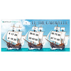 Cartelle tombola gioco LE TRE CARAVELLE formato 21x10 cm