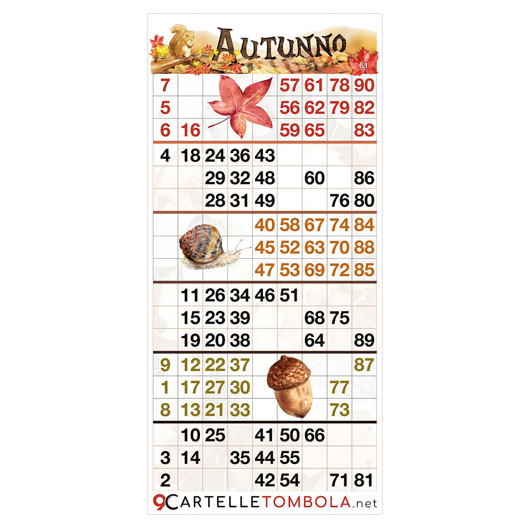 Cartelle TEMA AUTUNNO 6 tabelle formato 15x32 cm