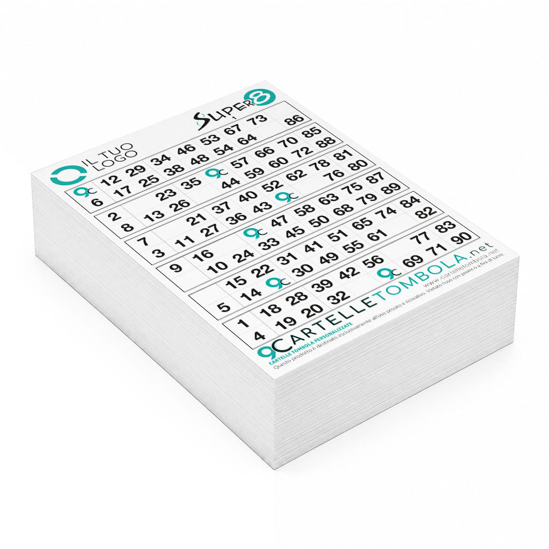 Cartelle tombola gioco SUPER OTTO formato 16x21 cm
